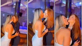 Andressa Urach e Mari Ávila em cena lésbica se pegando gostoso