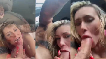 Andressa Urach fazendo boquete no carro vazado