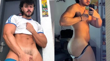 Julio Firmina punheta até gozar exibindo cacetão duro cheio de tesão