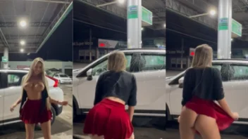 Karlyane Menezes flagrada nua após sair de posto de gasolina
