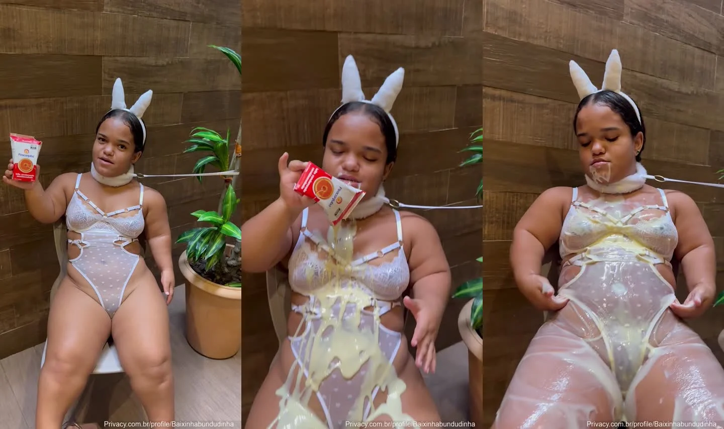 Andreia Pires vaza vídeo pelada com leite condensado no corpo