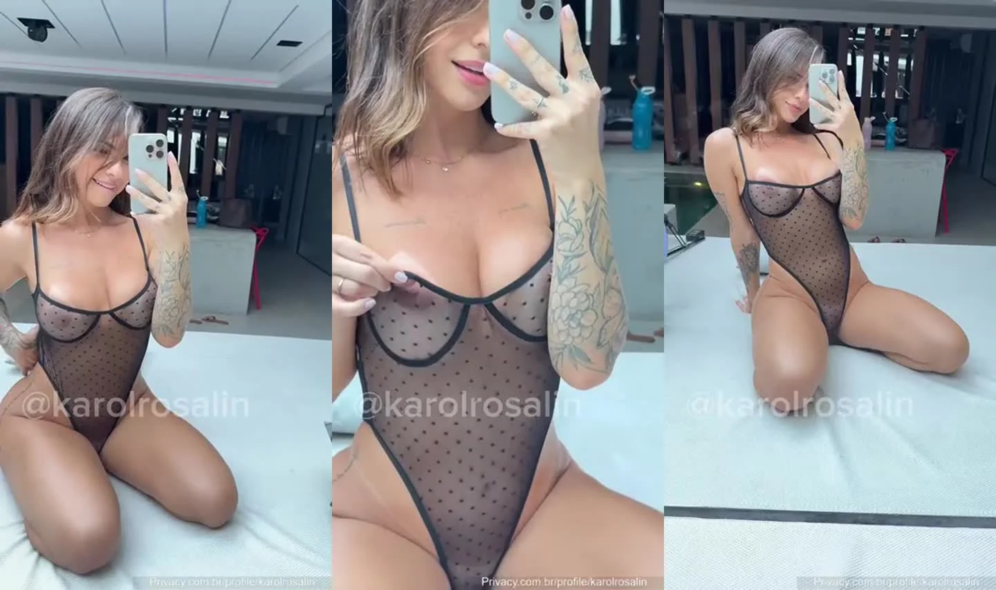 Karol Rosalin vazada no Fapello: Lingerie transparente deixa tudo à mostra