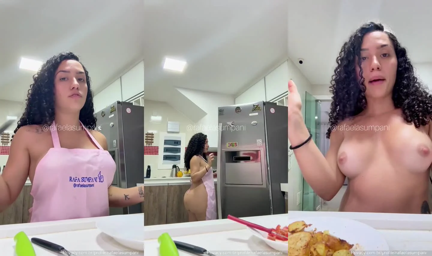 Rafaela Sumpani exibe nudez na cozinha em lanche exclusivo do OnlyFans