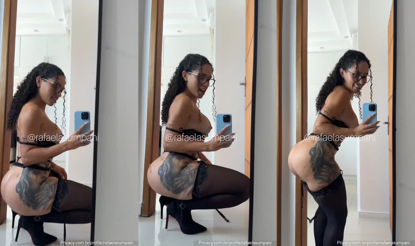 Vazamento de Rafaela Sumpani pelada no espelho – Quicando sem calcinha