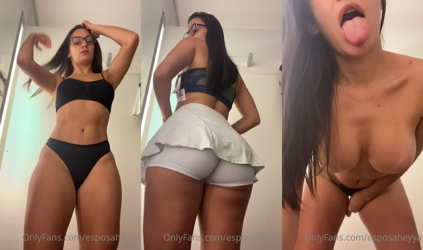 Esposa pelada prova lingerie no provador do shopping e vaza cena