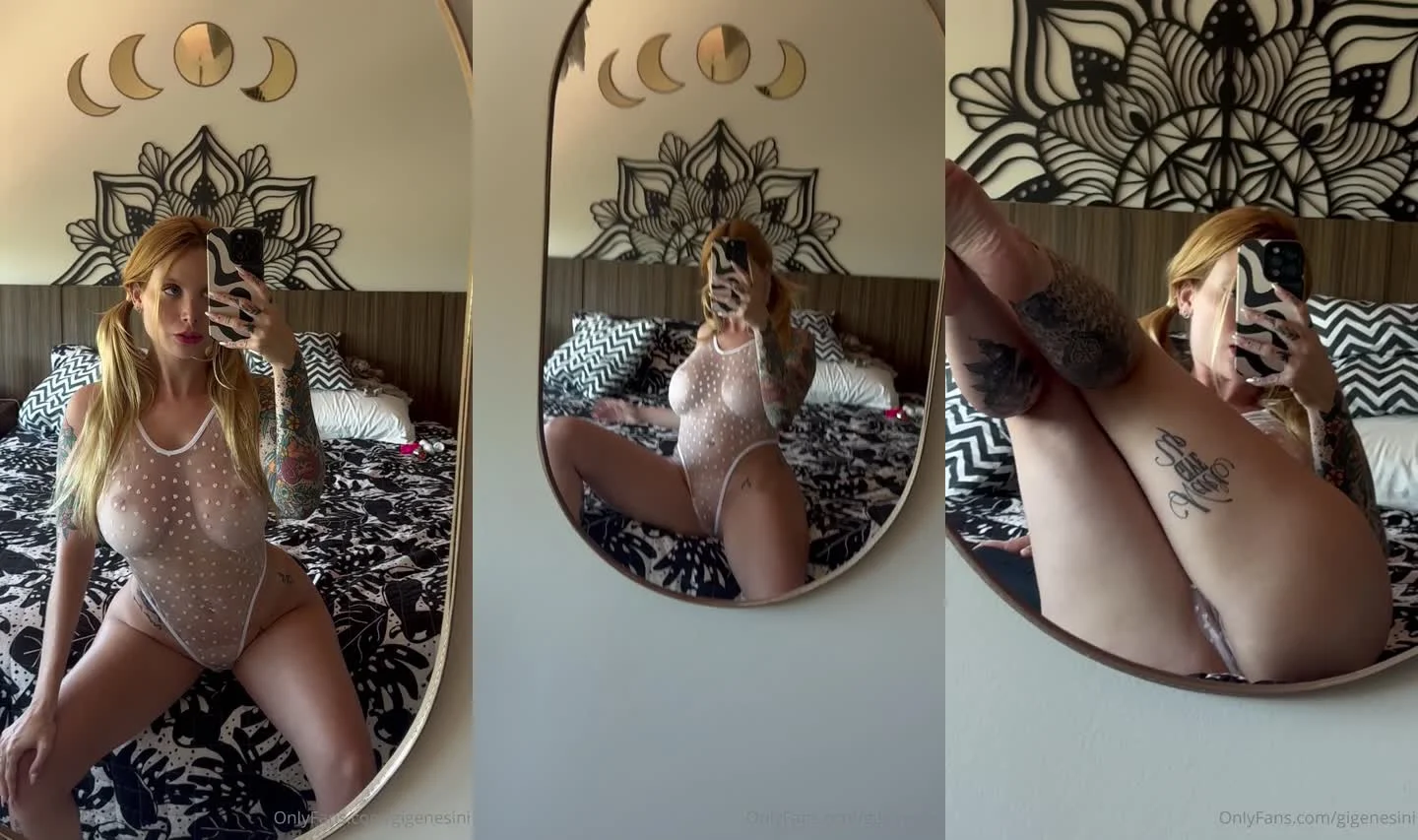 Giovanna Genesini com lingerie transparente vazada do Fapello