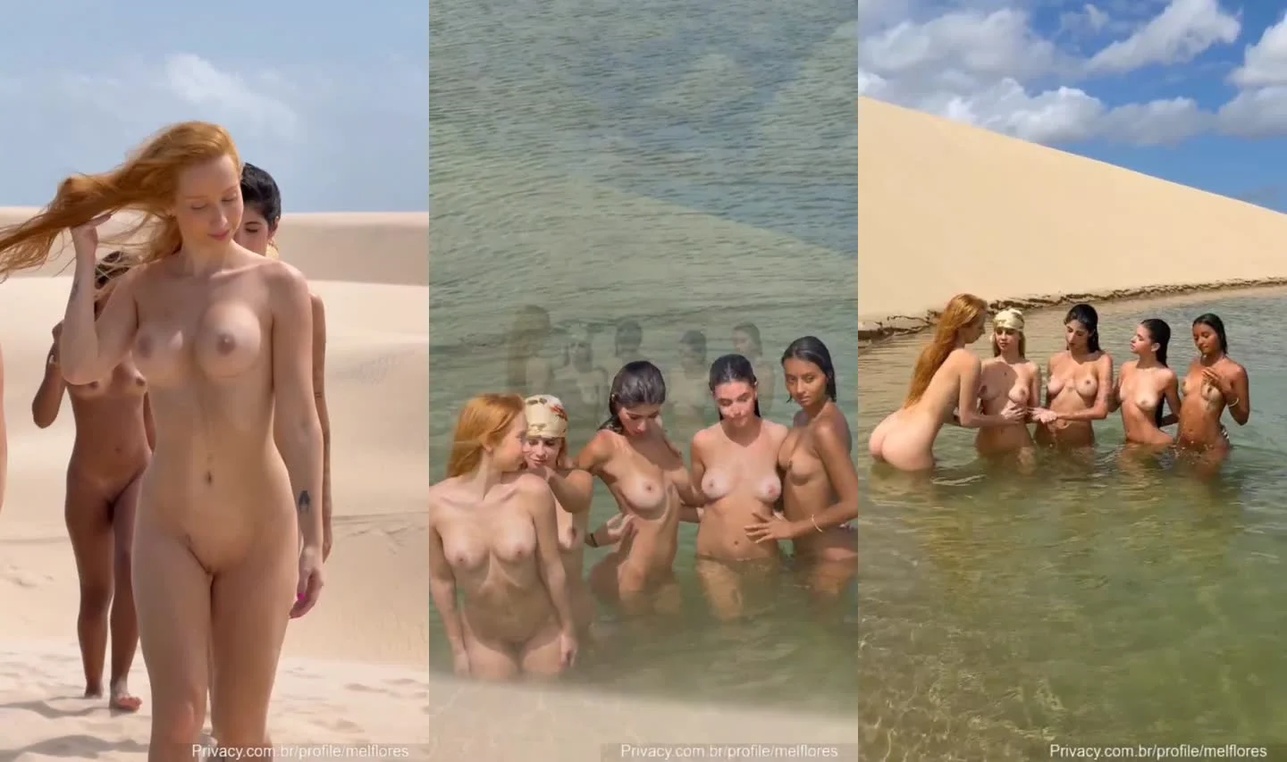Mel Flores e amigas aparecem peladas em praia; conteúdo vazado no Erome