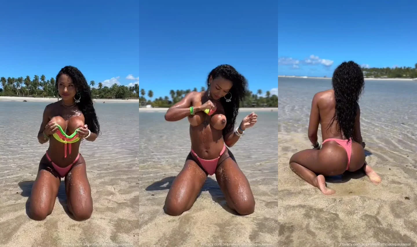 Paty Doce exibe os seios bicudos em vazamento de praia no Erome