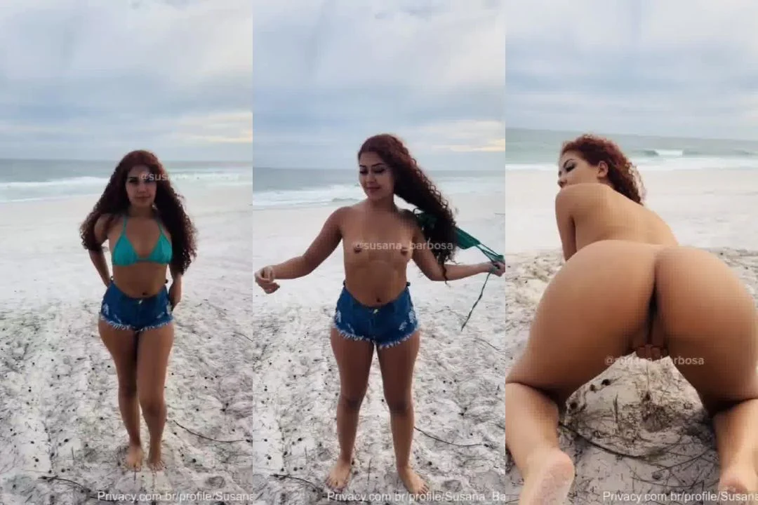 Susana Barbosa exibe a bunda pelada em praia: onlyfans vazado
